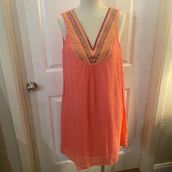 Luxology Gauze Dress Embroidered Sz M - Picture 1 of 7